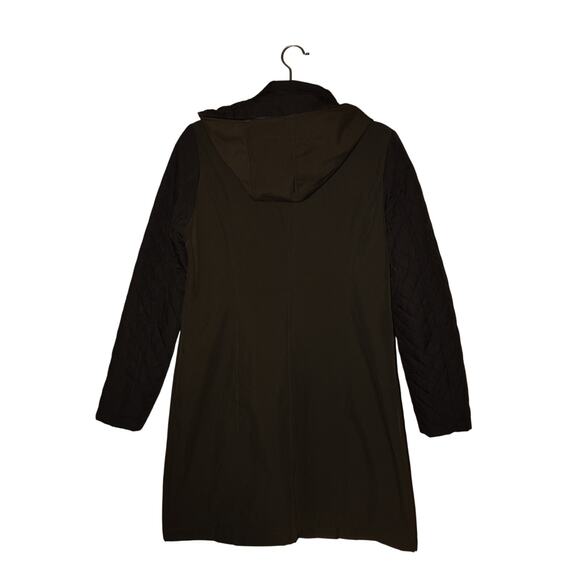 MICHAEL KORS $250 Green Black Mixed Media Soft Shell Hooded Jacket Small - Picture 3 of 4